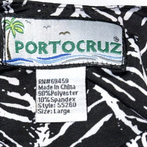 Portocruz Womens Black & White Leaf Print Sleeveless Dress Size L Polyester/Span - Picture 2 of 7